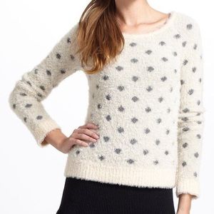 Anthropologie ivory and gray dot sweater M